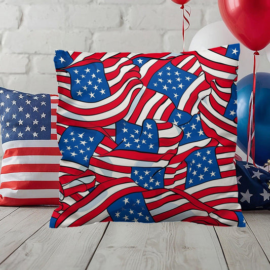 Patriotic American Flags Indoor-Outdoor Printed Pillow - Mallard Moon Gift Shop