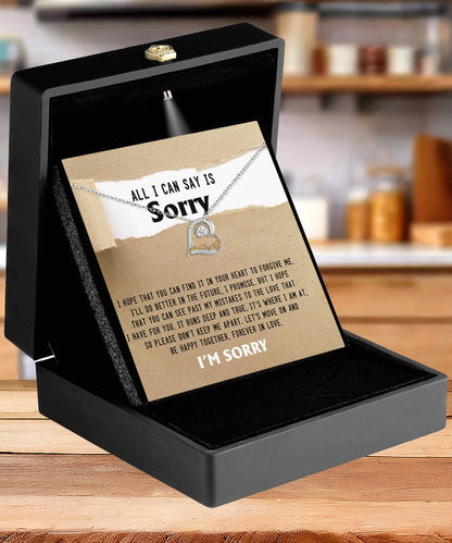 Apology Gift for Girlfriend, Wife, Soulmate - Sorry, Don't Keep Me Apart - Love Dancing Heart Pendant Necklace - Mallard Moon Gift Shop