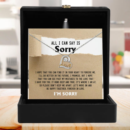 Apology Gift for Girlfriend, Wife, Soulmate - Sorry, Don't Keep Me Apart - Love Dancing Heart Pendant Necklace - Mallard Moon Gift Shop