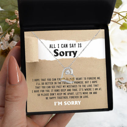 Apology Gift for Girlfriend, Wife, Soulmate - Sorry, Don't Keep Me Apart - Love Dancing Heart Pendant Necklace - Mallard Moon Gift Shop