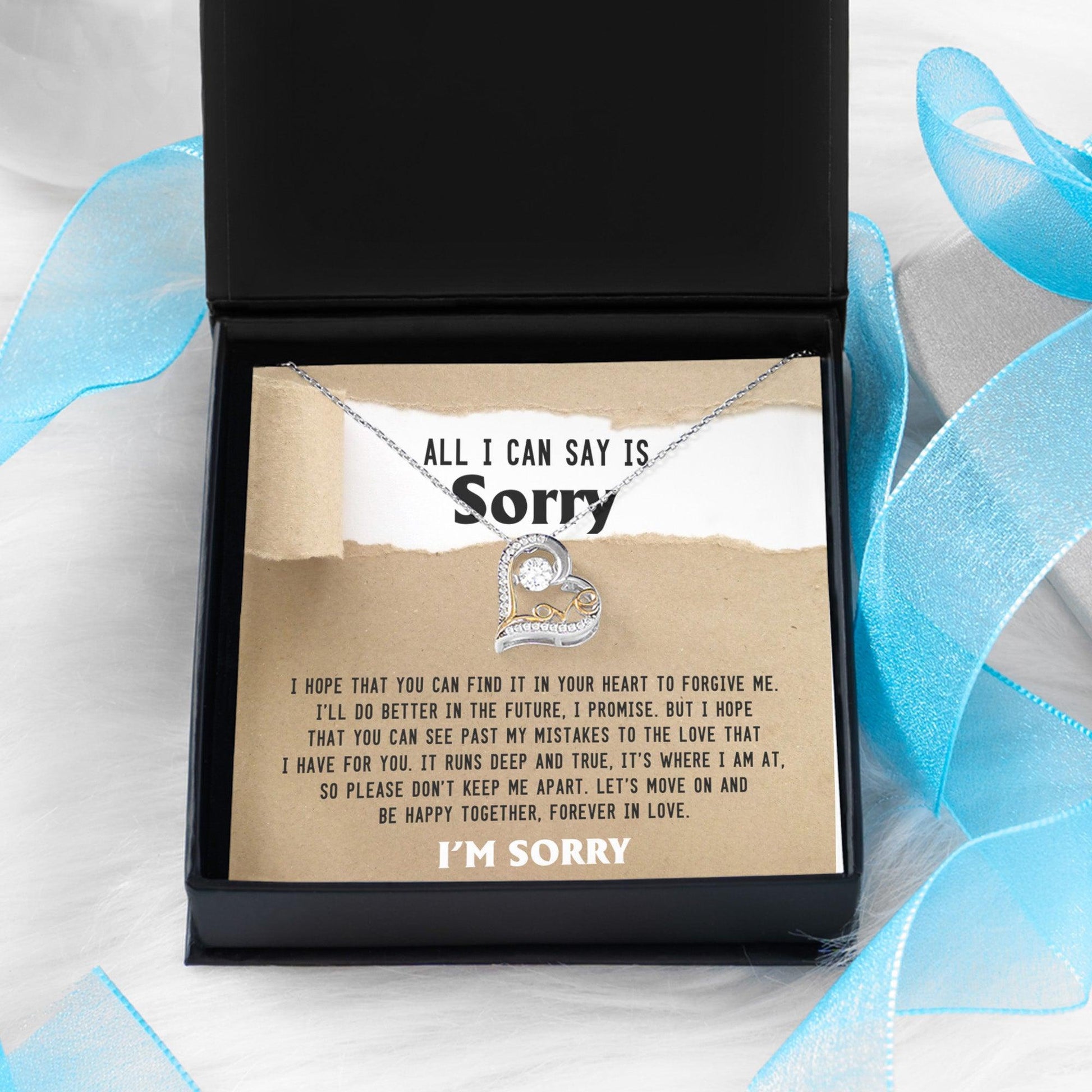 Apology Gift for Girlfriend, Wife, Soulmate - Sorry, Don't Keep Me Apart - Love Dancing Heart Pendant Necklace - Mallard Moon Gift Shop