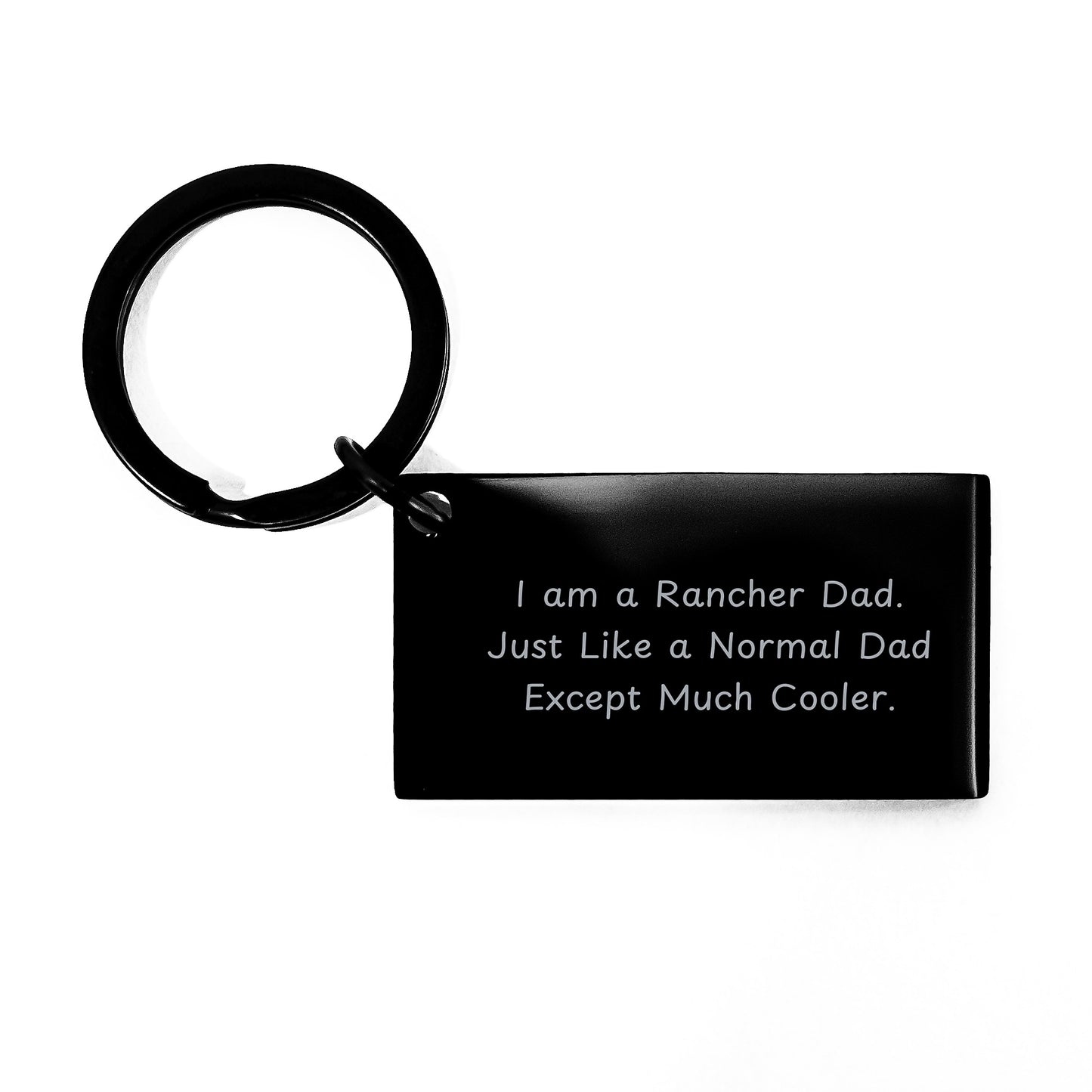 Rancher Dad Keychain Gifts for Men, Funny Inspirational Rancher Keychain Black Stainless Steel Keychain, Christmas Unique Gifts from Dad to Rancher - Image 1
