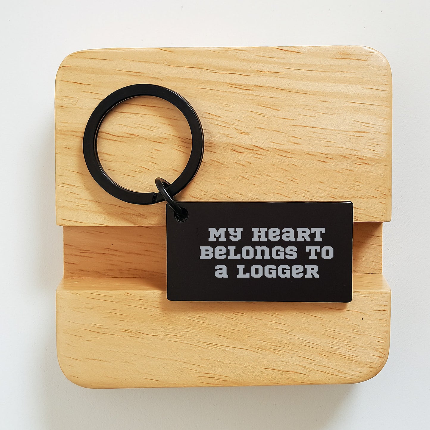 Funny Logger Gifts from Friends to Men - My Heart Belongs To A Logger Keychain for Graduation - Image 2
