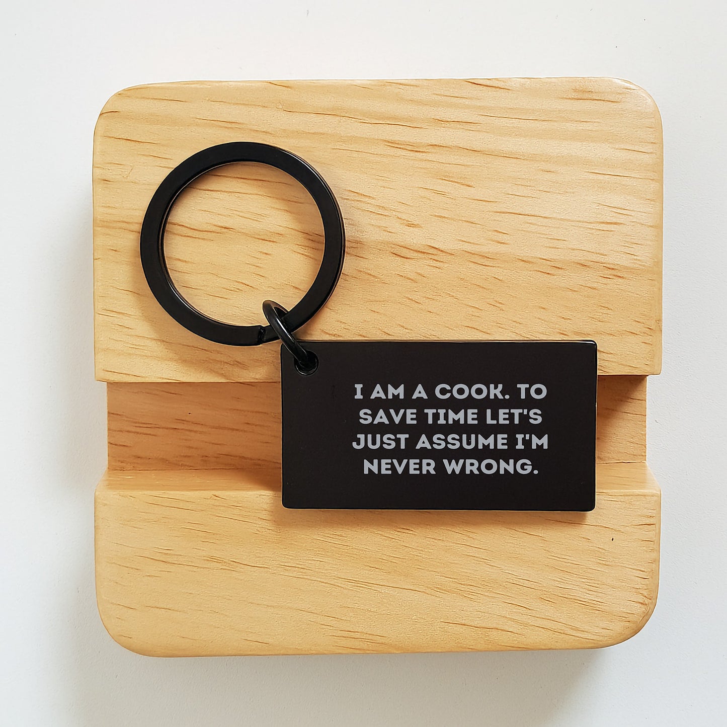 Funny Cook Gifts for Men, Black Stainless Steel Keychain with Engraved I Am A Cook To Save Time Let's Just Assume I'm Never Wrong, Unique Christmas Unique Gifts from Men to Cook - Image 2