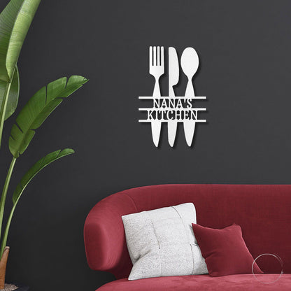 Kitchen Utensil Monogram Personalized Indoor Outdoor Steel Wall Sign Art - Mallard Moon Gift Shop