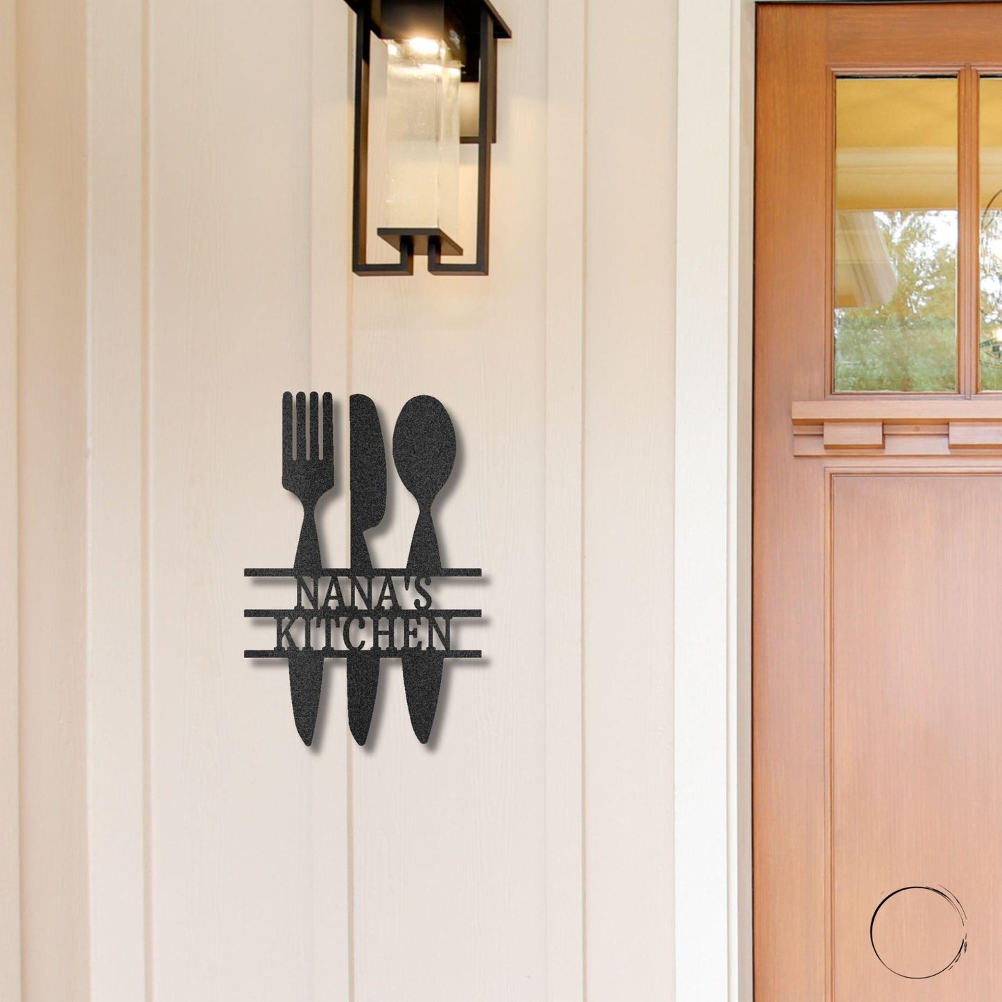 Kitchen Utensil Monogram Personalized Indoor Outdoor Steel Wall Sign Art - Mallard Moon Gift Shop