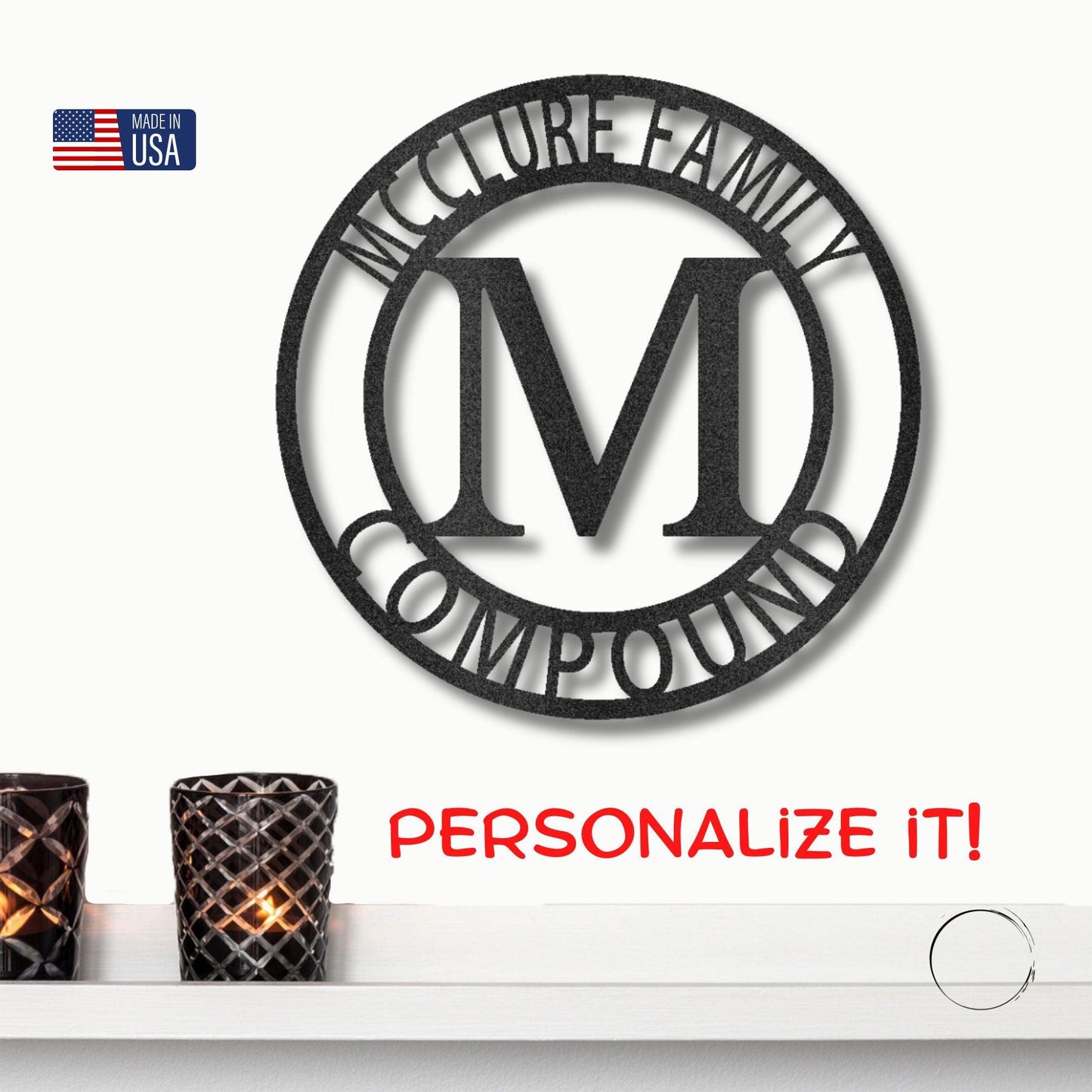 Letter Family Name Personalized Indoor Outdoor Steel Wall Sign Art - Mallard Moon Gift Shop