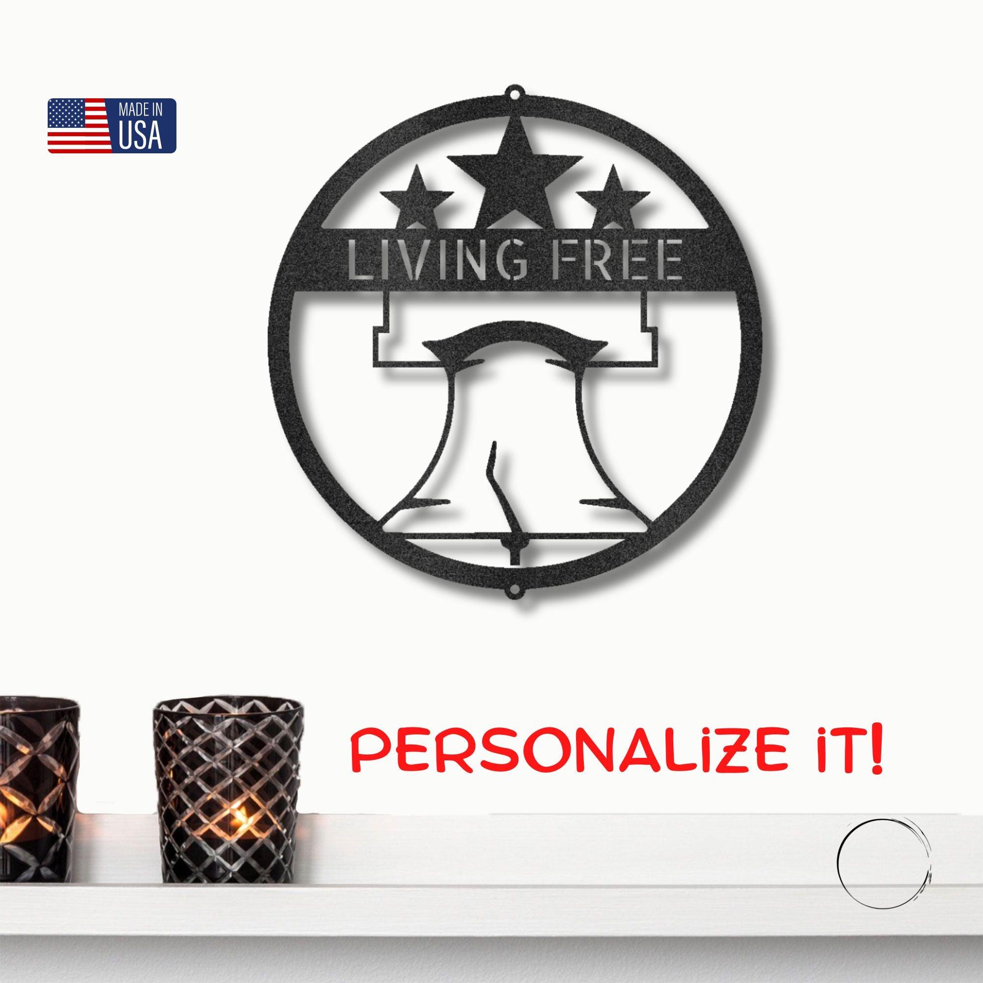 Liberty Bell Personalized Metal Art Wall Sign - Mallard Moon Gift Shop