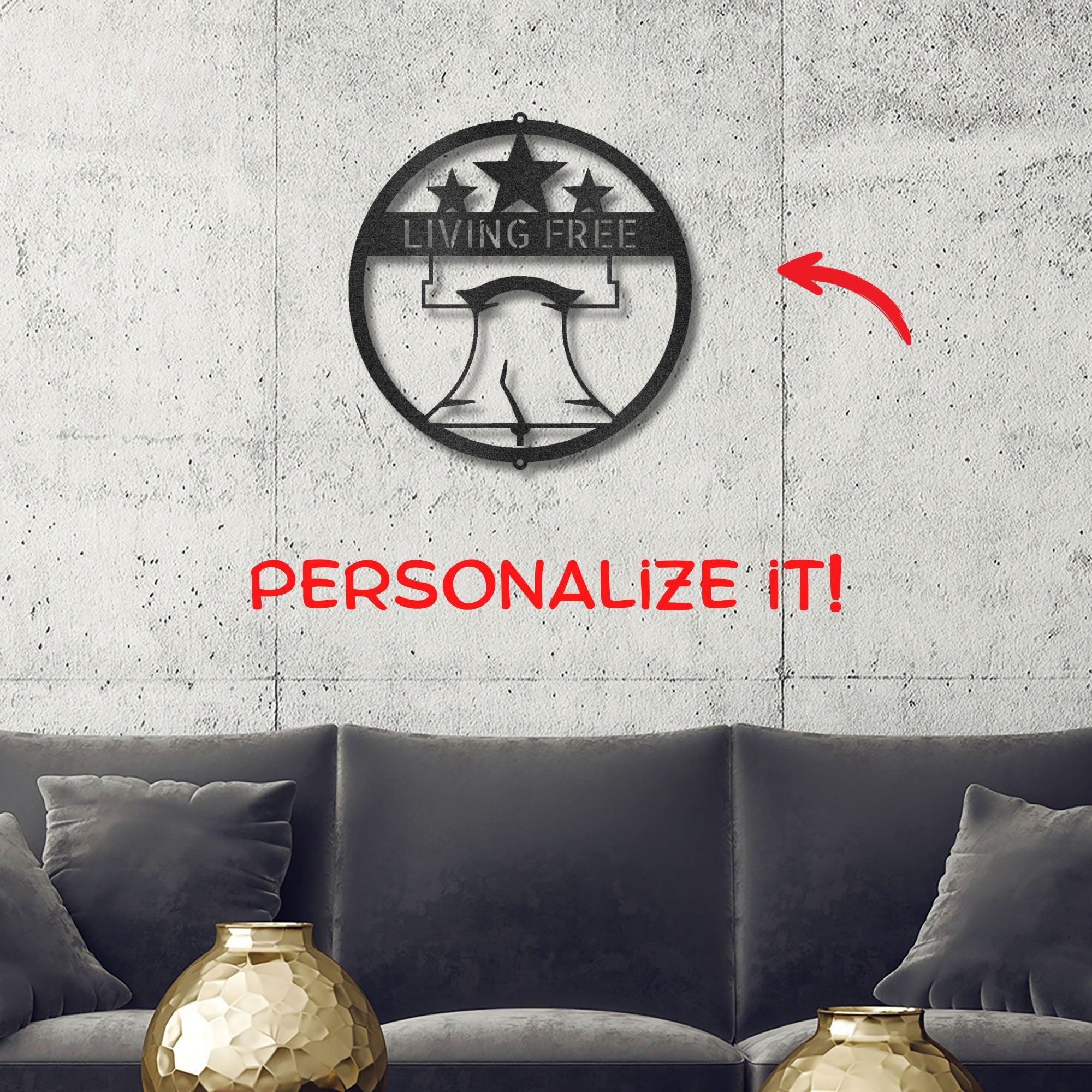 Liberty Bell Personalized Metal Art Wall Sign - Mallard Moon Gift Shop