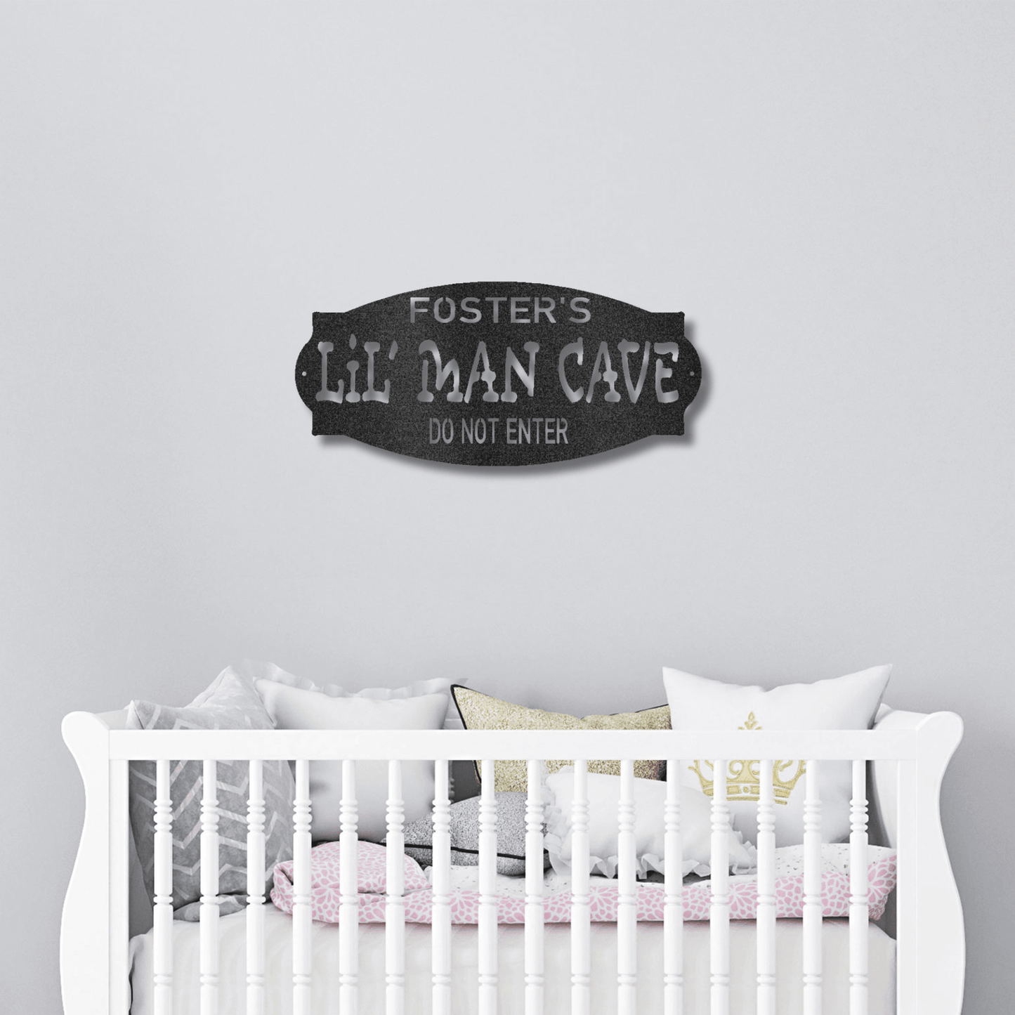 Lil Man Cave Personalized Name Indoor Outdoor Steel Wall Sign Metal Art Boy Room Decoration - Mallard Moon Gift Shop