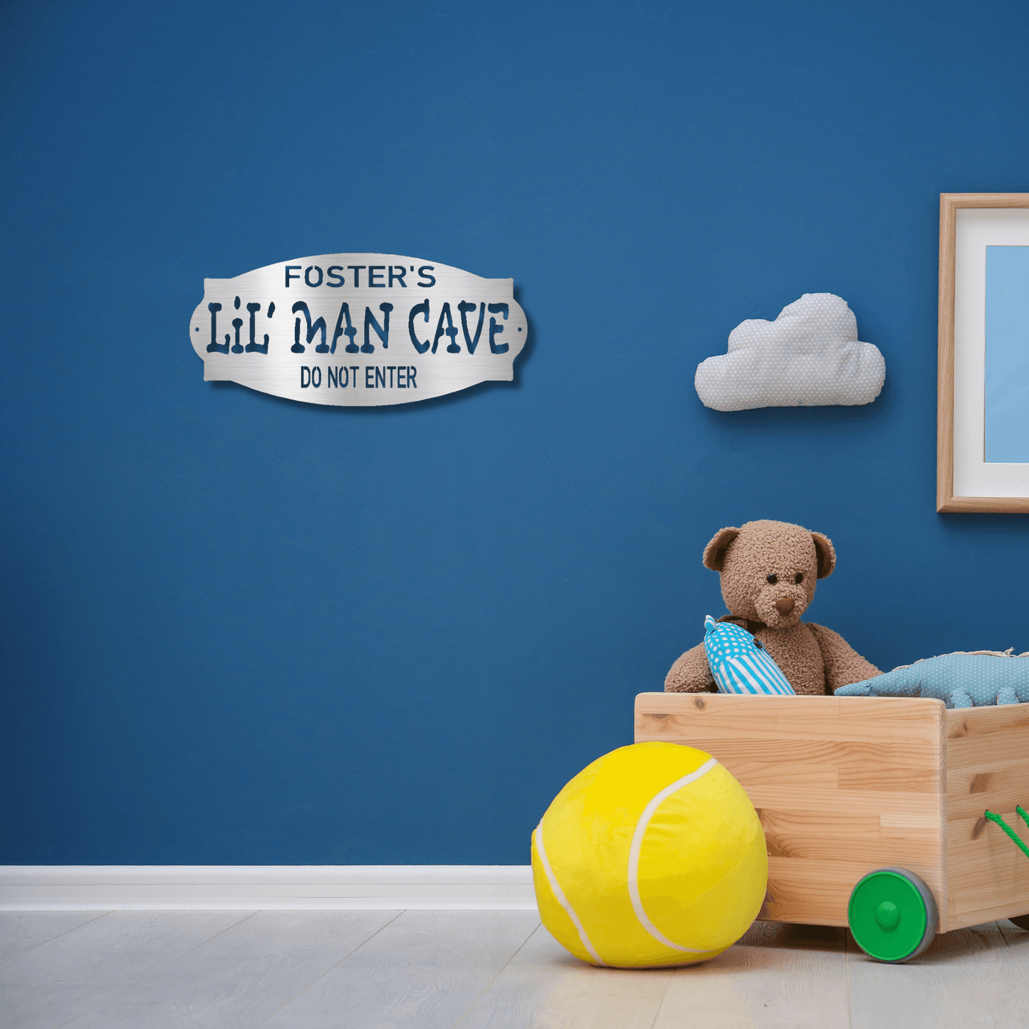 Lil Man Cave Personalized Name Indoor Outdoor Steel Wall Sign Metal Art Boy Room Decoration - Mallard Moon Gift Shop