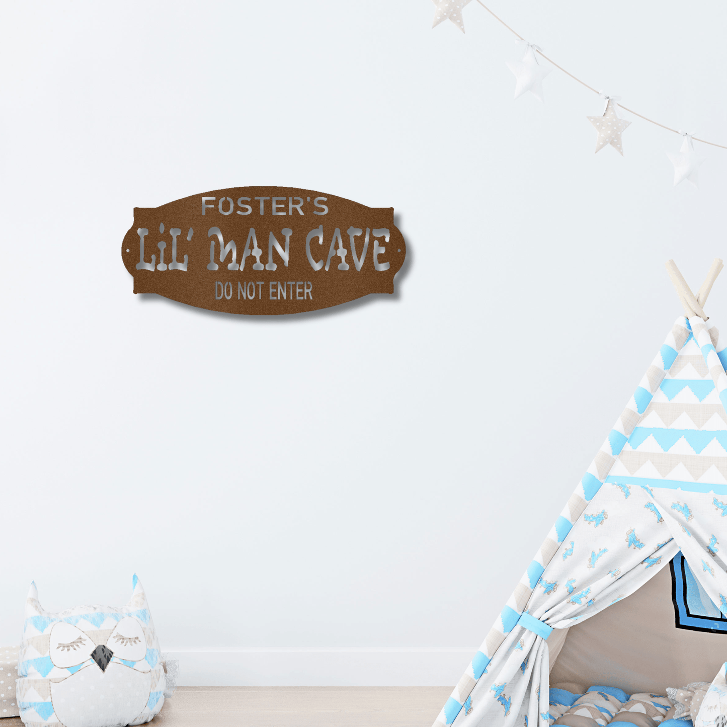 Lil Man Cave Personalized Name Indoor Outdoor Steel Wall Sign Metal Art Boy Room Decoration - Mallard Moon Gift Shop