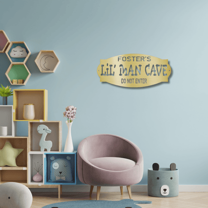 Lil Man Cave Personalized Name Indoor Outdoor Steel Wall Sign Metal Art Boy Room Decoration - Mallard Moon Gift Shop