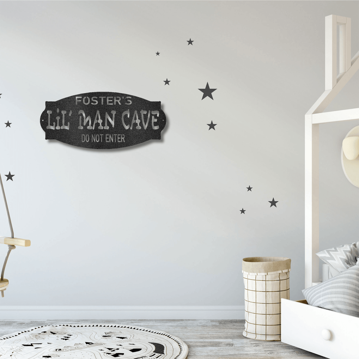 Lil Man Cave Personalized Name Indoor Outdoor Steel Wall Sign Metal Art Boy Room Decoration - Mallard Moon Gift Shop