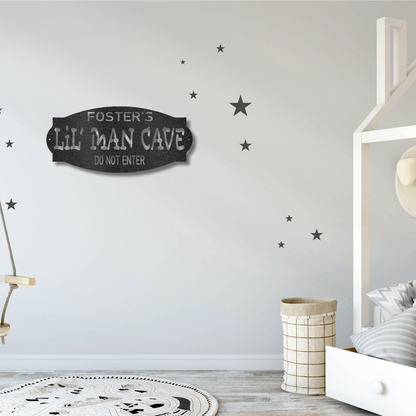 Lil Man Cave Personalized Name Indoor Outdoor Steel Wall Sign Metal Art Boy Room Decoration - Mallard Moon Gift Shop