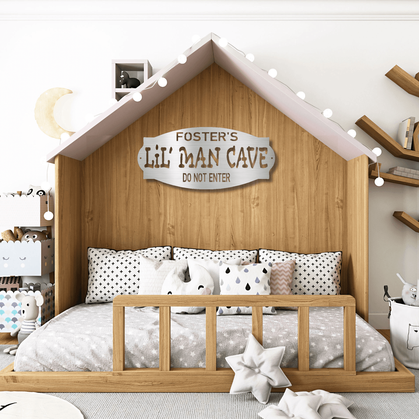 Lil Man Cave Personalized Name Indoor Outdoor Steel Wall Sign Metal Art Boy Room Decoration - Mallard Moon Gift Shop