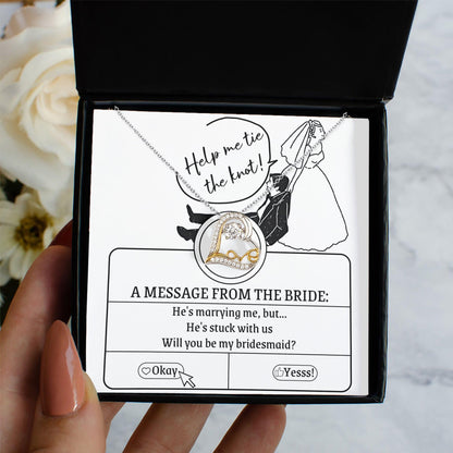 Bridesmaid Proposal Wedding Invite Will You Be My Bridesmaid Love Dancing Heart Pendant Necklace - Mallard Moon Gift Shop