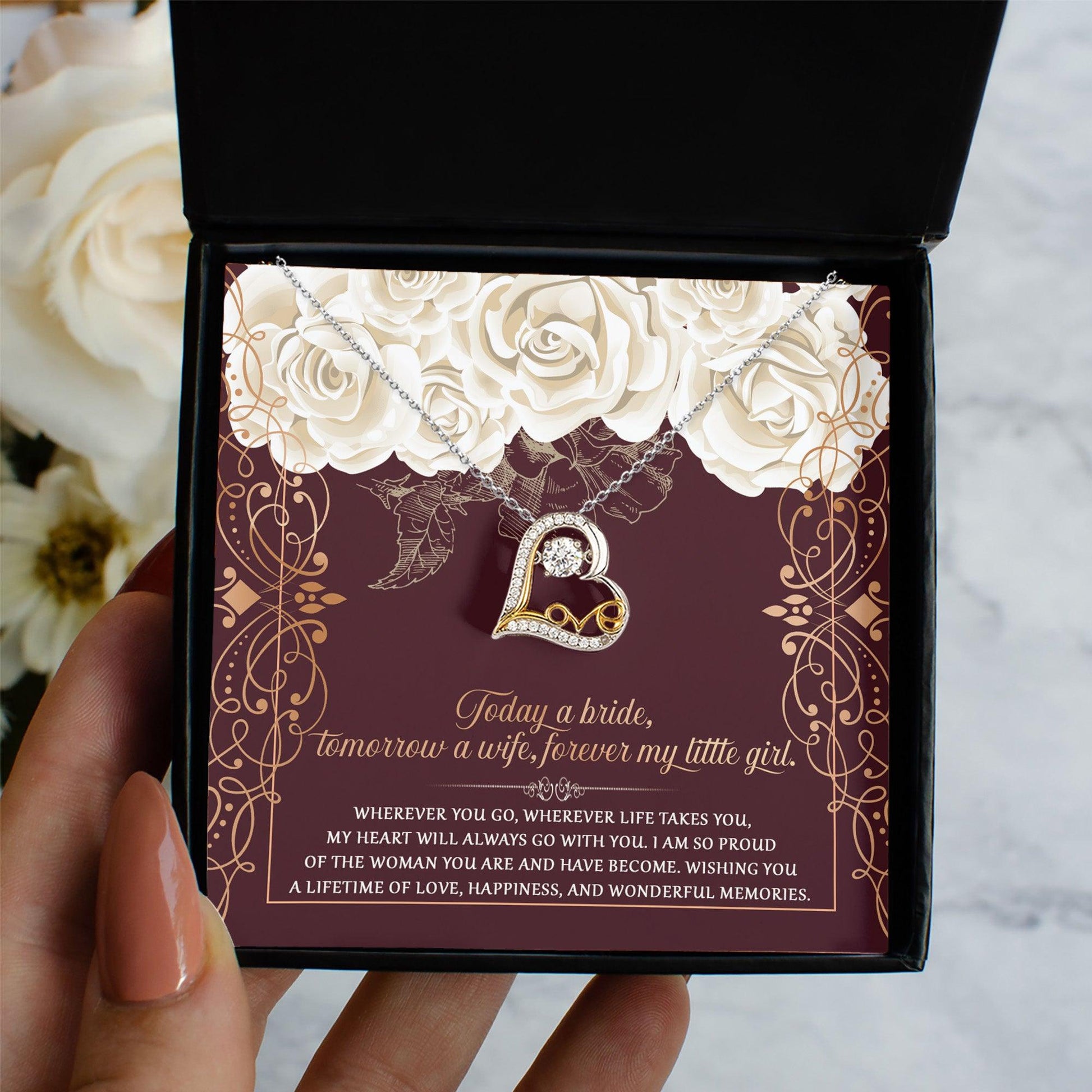 Daughter Wedding Day Gift - Wonderful Memories - Love Dancing Heart Pendant Necklace - Mallard Moon Gift Shop