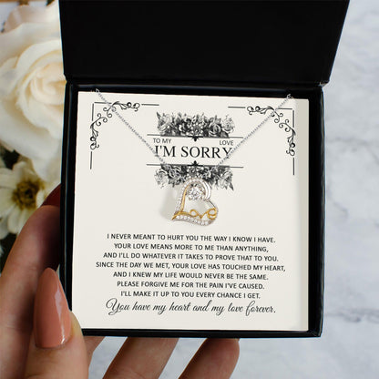 Apology Gift for Her - To My Love, I'm Sorry - Love Dancing Heart Pendant Necklace - Mallard Moon Gift Shop
