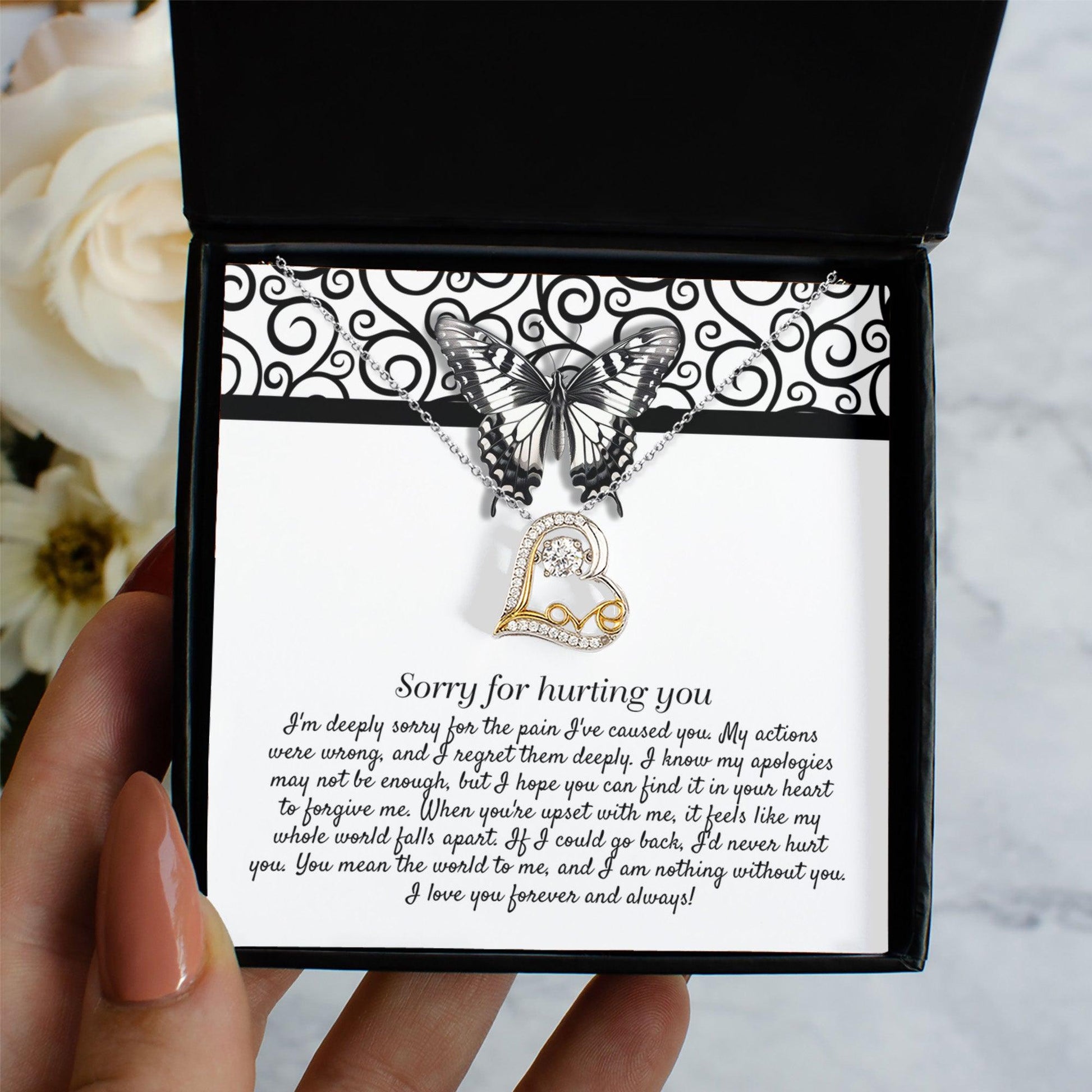 Apology Gift - Sorry for Hurting You - I am Nothing Without You - Love Dancing Heart Pendant Necklace - Mallard Moon Gift Shop