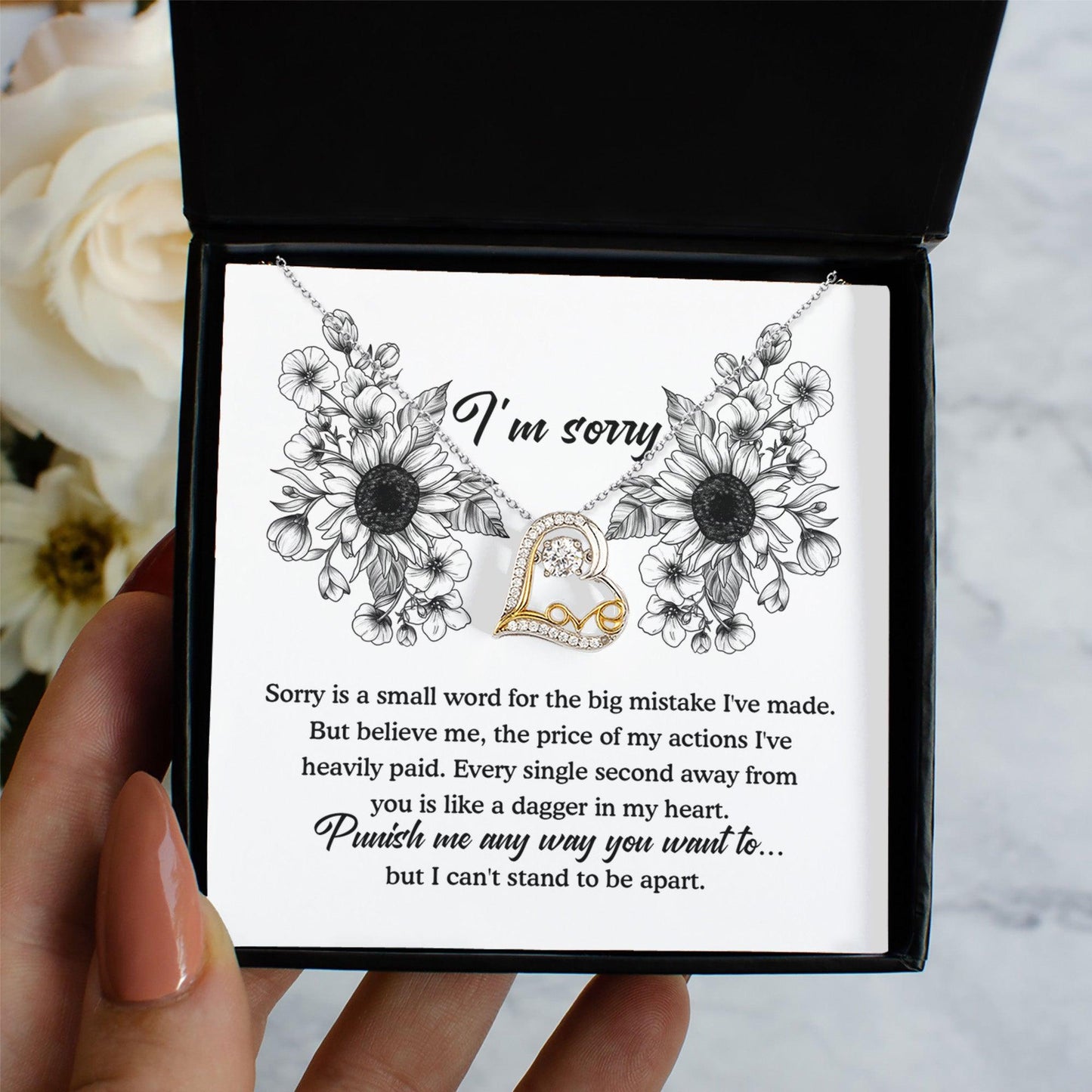 Apology Gift - Sorry is a Small Word for the Big Mistake - Love Dancing Heart Pendant Necklace - Mallard Moon Gift Shop