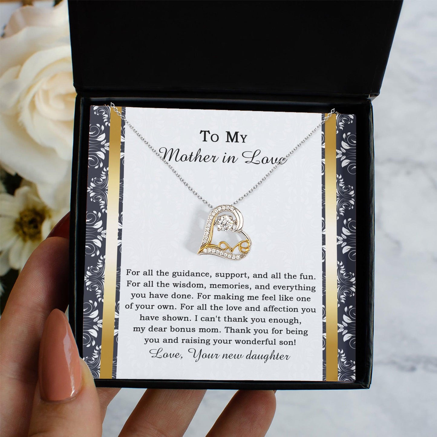 Mother-in-law Wedding Day Gift - One Of Your Own - Love Dancing Heart Pendant Necklace - Mallard Moon Gift Shop