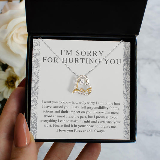 Apology Gift - I'm Sorry, I Promise to Do Everything - Love Dancing Heart Pendant Necklace - Mallard Moon Gift Shop