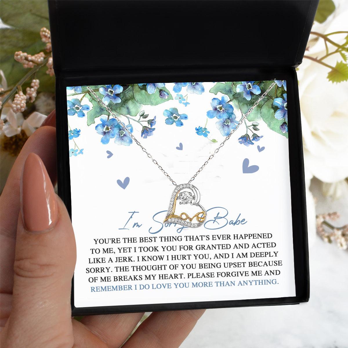 Apology Gift for Girlfriend, Wife, Soulmate - Sorry, More Than Anything - Love Dancing Heart Pendant Necklace - Mallard Moon Gift Shop