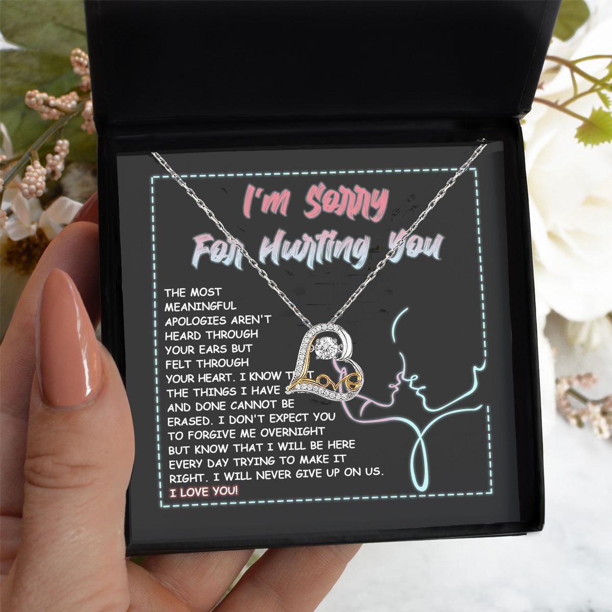 Apology Gift for Girlfriend, Wife, Soulmate - Sorry, Never Give Up - Love Dancing Heart Pendant Necklace - Mallard Moon Gift Shop