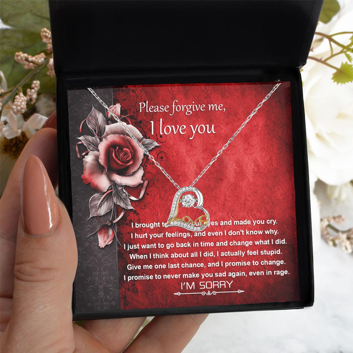 Apology Gift for Girlfriend, Wife, Soulmate - Sorry, One Last Chance - Love Dancing Heart Pendant Necklace - Mallard Moon Gift Shop