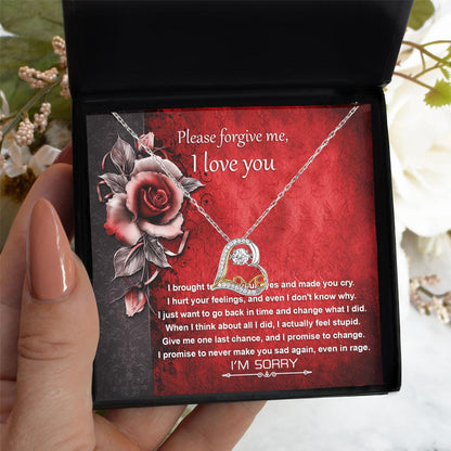 Apology Gift for Girlfriend, Wife, Soulmate - Sorry, One Last Chance - Love Dancing Heart Pendant Necklace - Mallard Moon Gift Shop