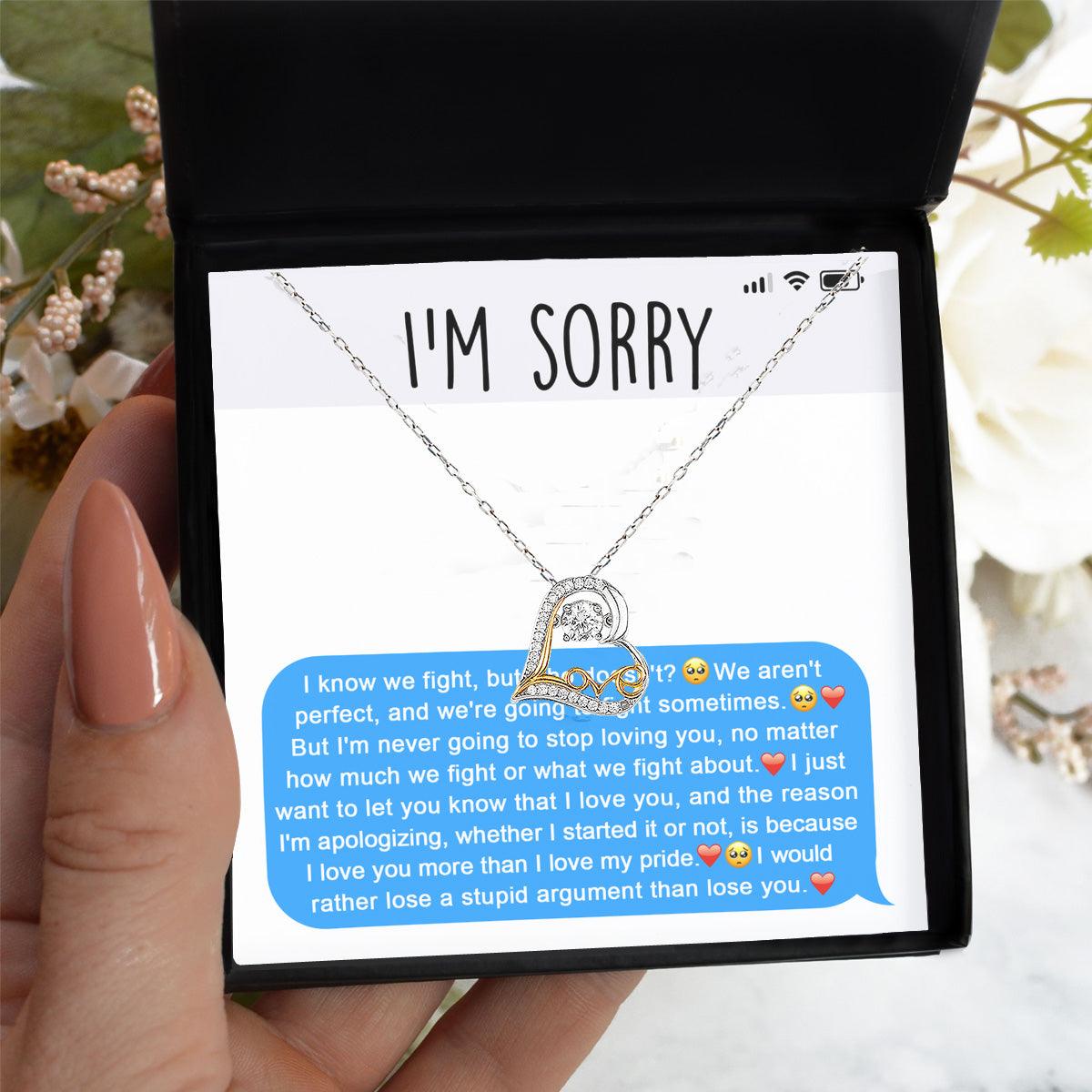 Apology Gift for Girlfriend, Wife, Soulmate - Sorry, Stupid Argument - Love Dancing Heart Pendant Necklace - Mallard Moon Gift Shop