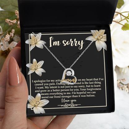 Apology Gift for Girlfriend, Wife, Soulmate - Sorry, The Last Thing - Love Dancing Heart Pendant Necklace - Mallard Moon Gift Shop