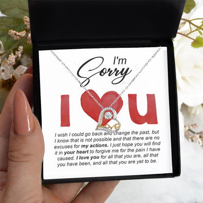 Gift for Girlfriend, Wife - Sorry, Change The Past - Love Dancing Heart Pendant Necklace - Mallard Moon Gift Shop