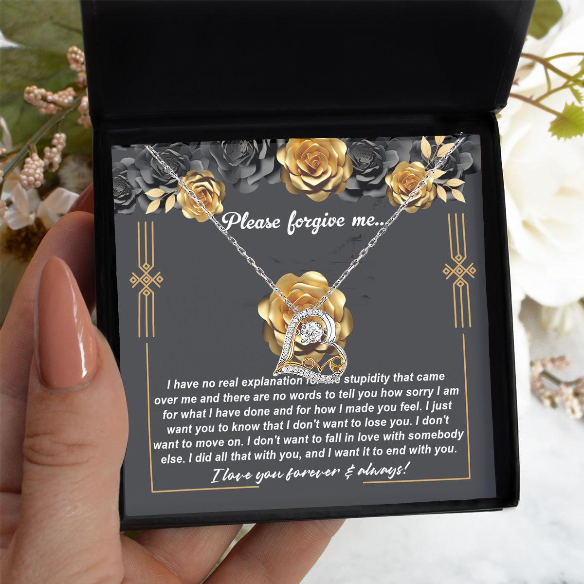 Apology Gift for Girlfriend, Wife, Soulmate - Sorry, End With You - Love Heart Pendant Necklace - Mallard Moon Gift Shop