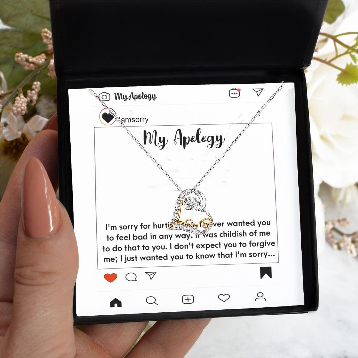 Apology Gift for Girlfriend, Wife, Soulmate - I'm Sorry for Hurting You - Love Heart Pendant Necklace - Mallard Moon Gift Shop