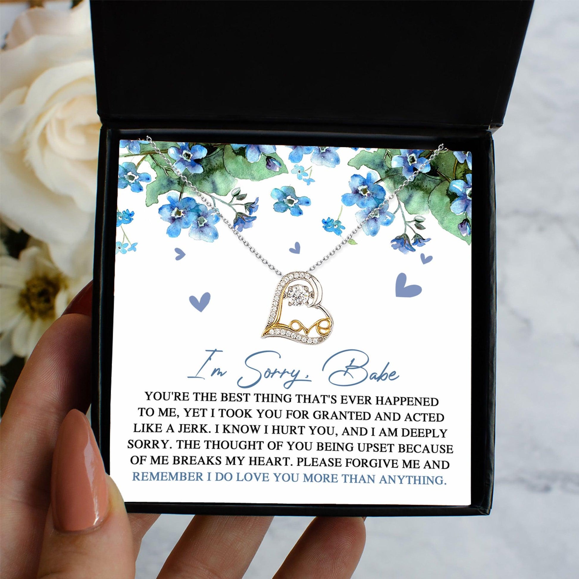 Apology Gift for Girlfriend, Wife, Soulmate - Sorry, More Than Anything - Love Dancing Heart Pendant Necklace - Mallard Moon Gift Shop