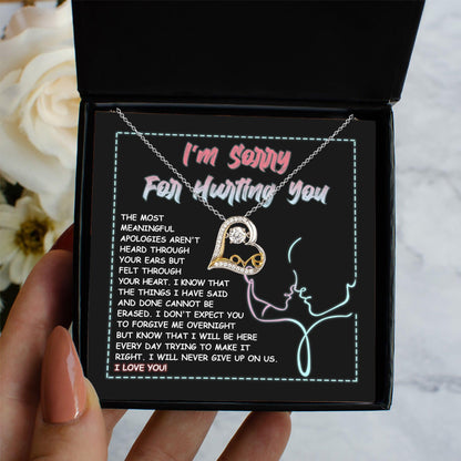 Apology Gift for Girlfriend, Wife, Soulmate - Sorry, Never Give Up - Love Dancing Heart Pendant Necklace - Mallard Moon Gift Shop