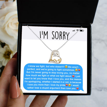 Apology Gift for Girlfriend, Wife, Soulmate - Sorry, Stupid Argument - Love Dancing Heart Pendant Necklace - Mallard Moon Gift Shop