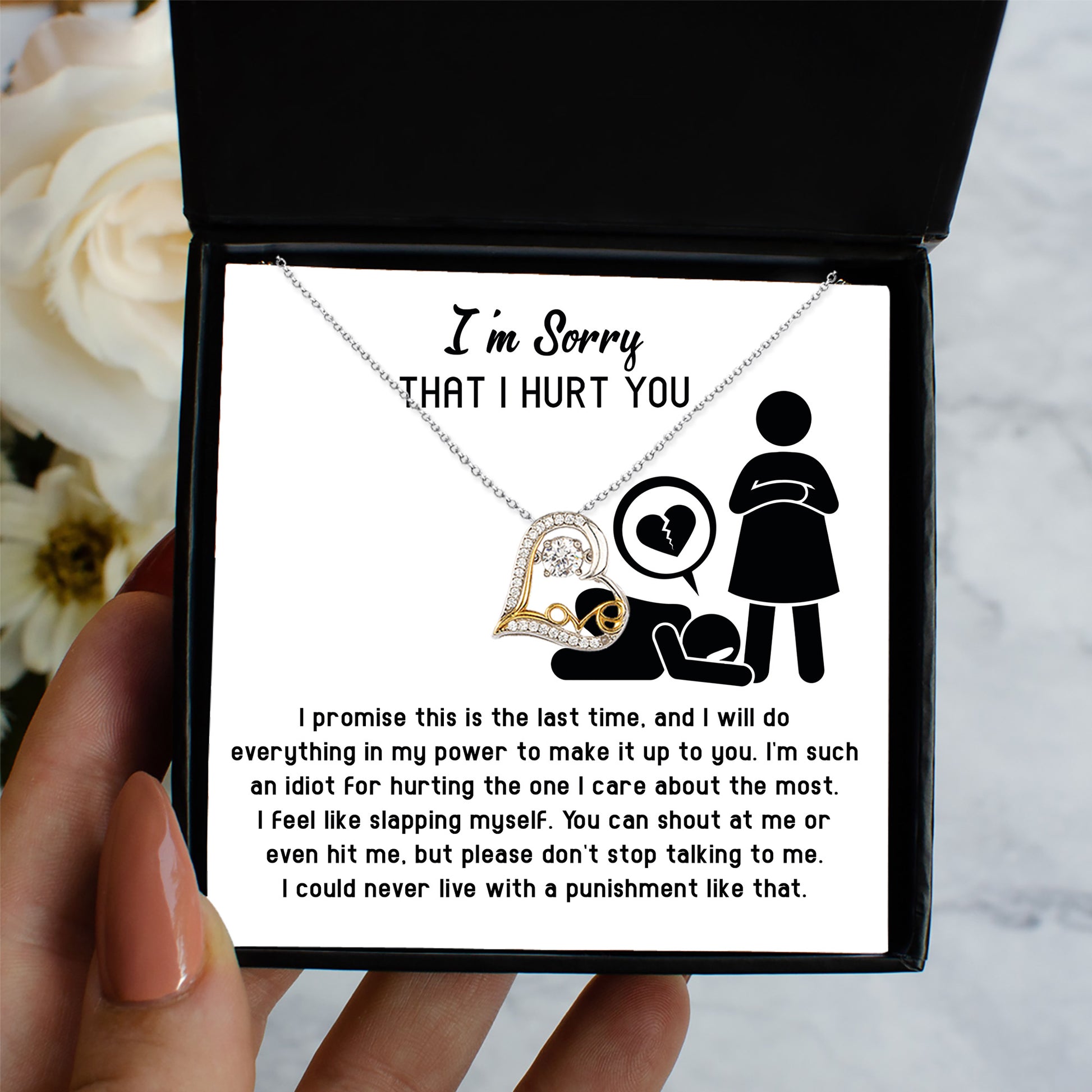 Apology Gift for Girlfriend, Wife, Soulmate - Sorry, Please Don't Stop Talking - Love Dancing Heart Pendant Necklace - Mallard Moon