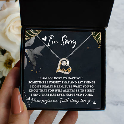 Apology Gift for Girlfriend, Wife, Soulmate - Sorry, The Best Thing - Love Dancing Heart Pendant Necklace - Mallard Moon