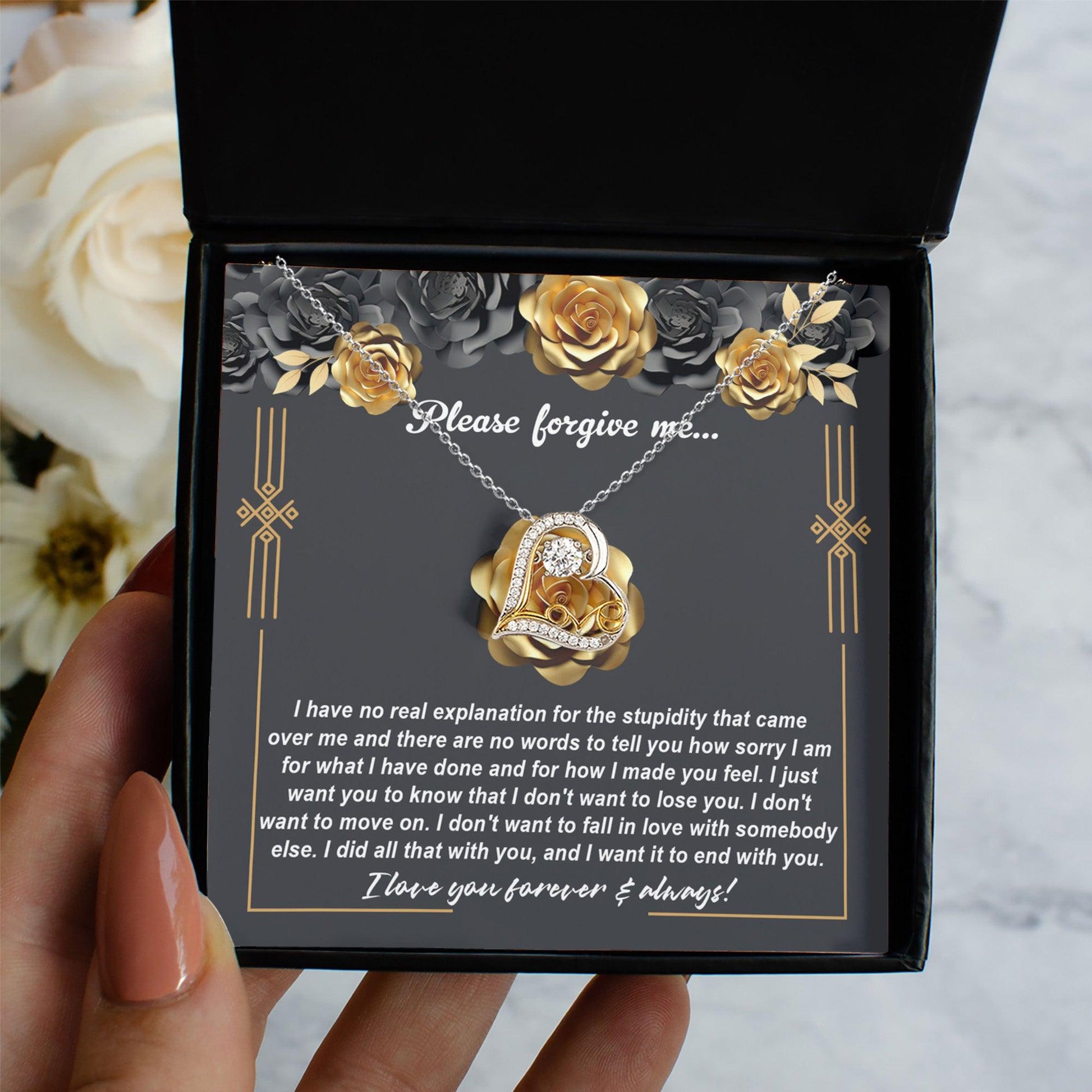 Apology Gift for Girlfriend, Wife, Soulmate - Sorry, End With You - Love Heart Pendant Necklace - Mallard Moon Gift Shop