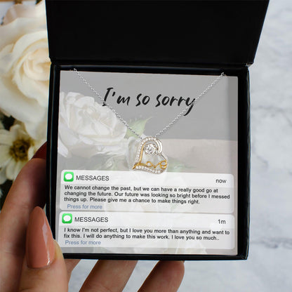 Apology Gift for Girlfriend, Wife, Soulmate - Sorry, I'm Not Perfect - Love Heart Pendant Necklace - Mallard Moon Gift Shop