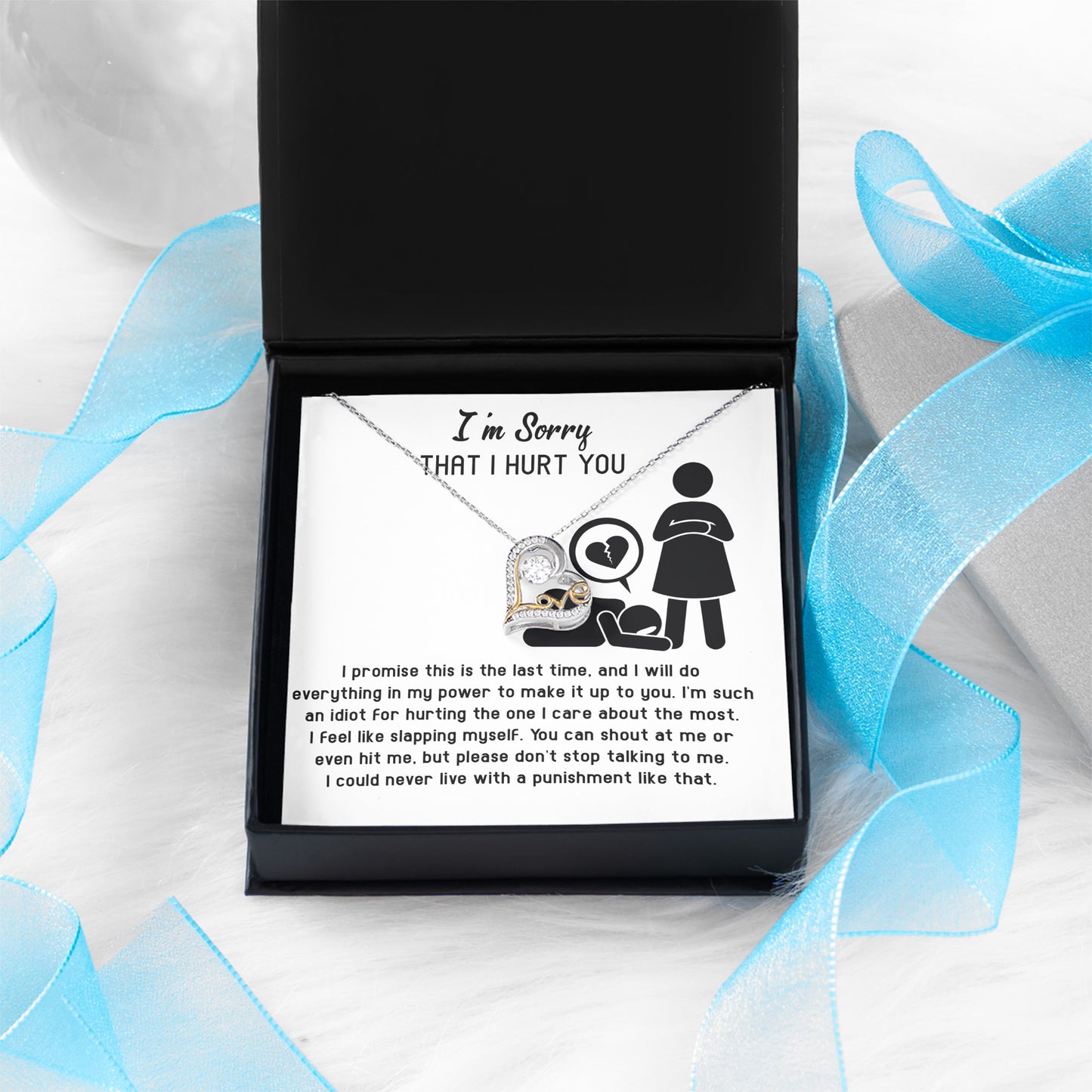 Apology Gift for Girlfriend, Wife, Soulmate - Sorry, Please Don't Stop Talking - Love Dancing Heart Pendant Necklace - Mallard Moon