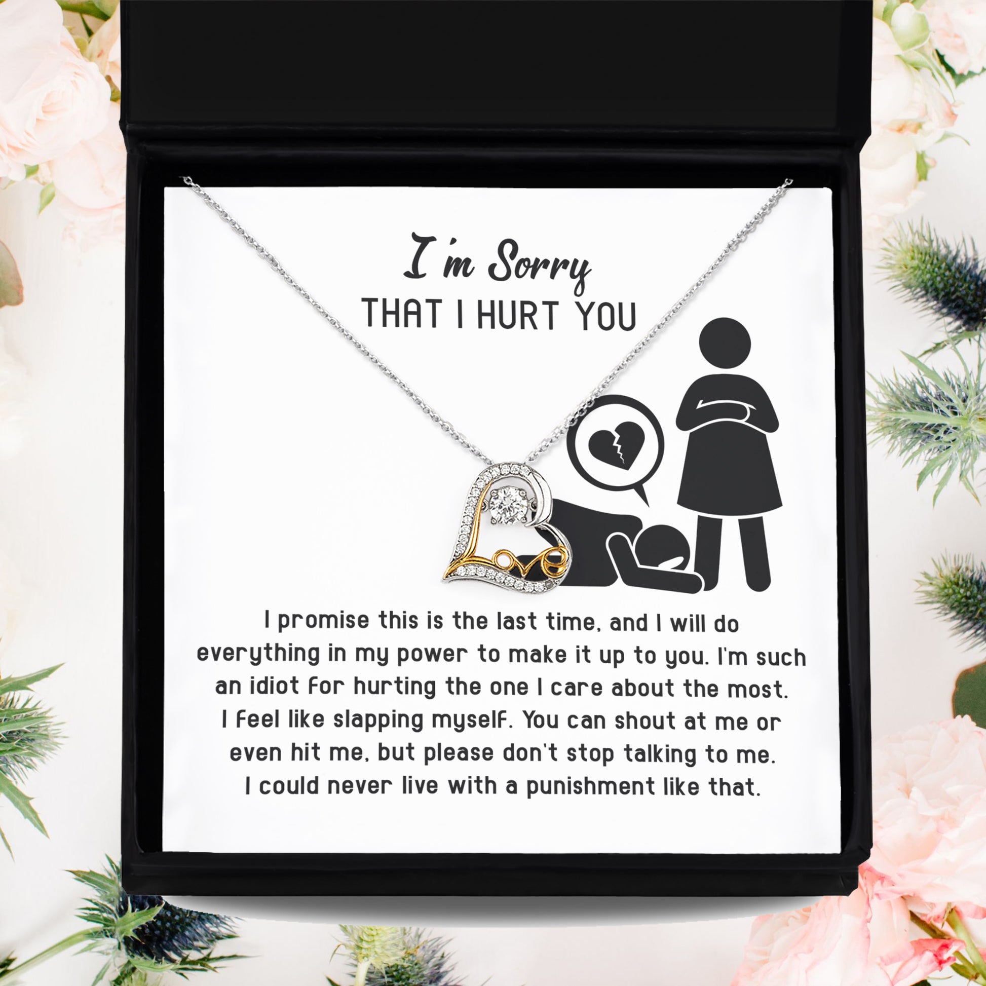 Apology Gift for Girlfriend, Wife, Soulmate - Sorry, Please Don't Stop Talking - Love Dancing Heart Pendant Necklace - Mallard Moon