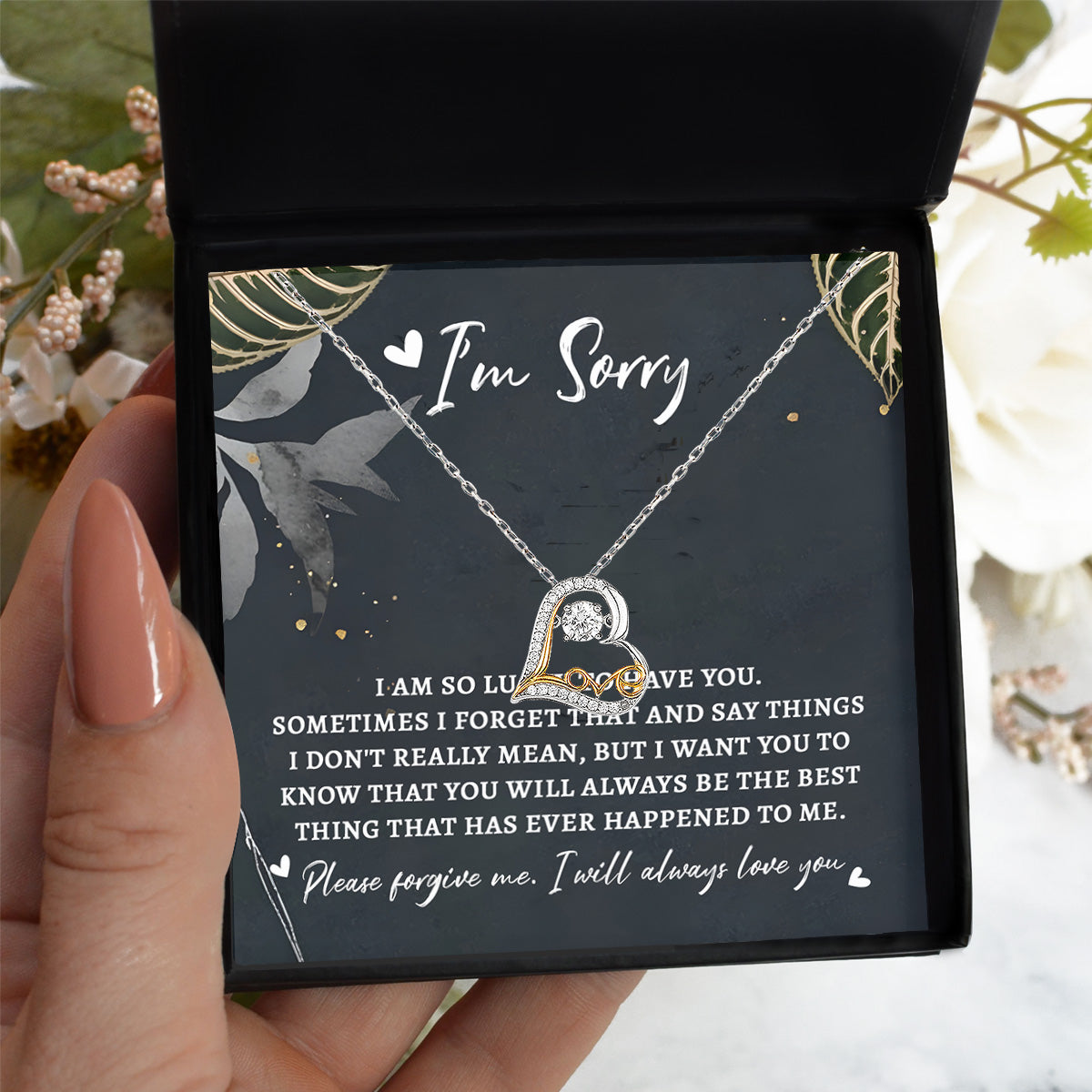 Apology Gift for Girlfriend, Wife, Soulmate - Sorry, The Best Thing - Love Dancing Heart Pendant Necklace - Mallard Moon