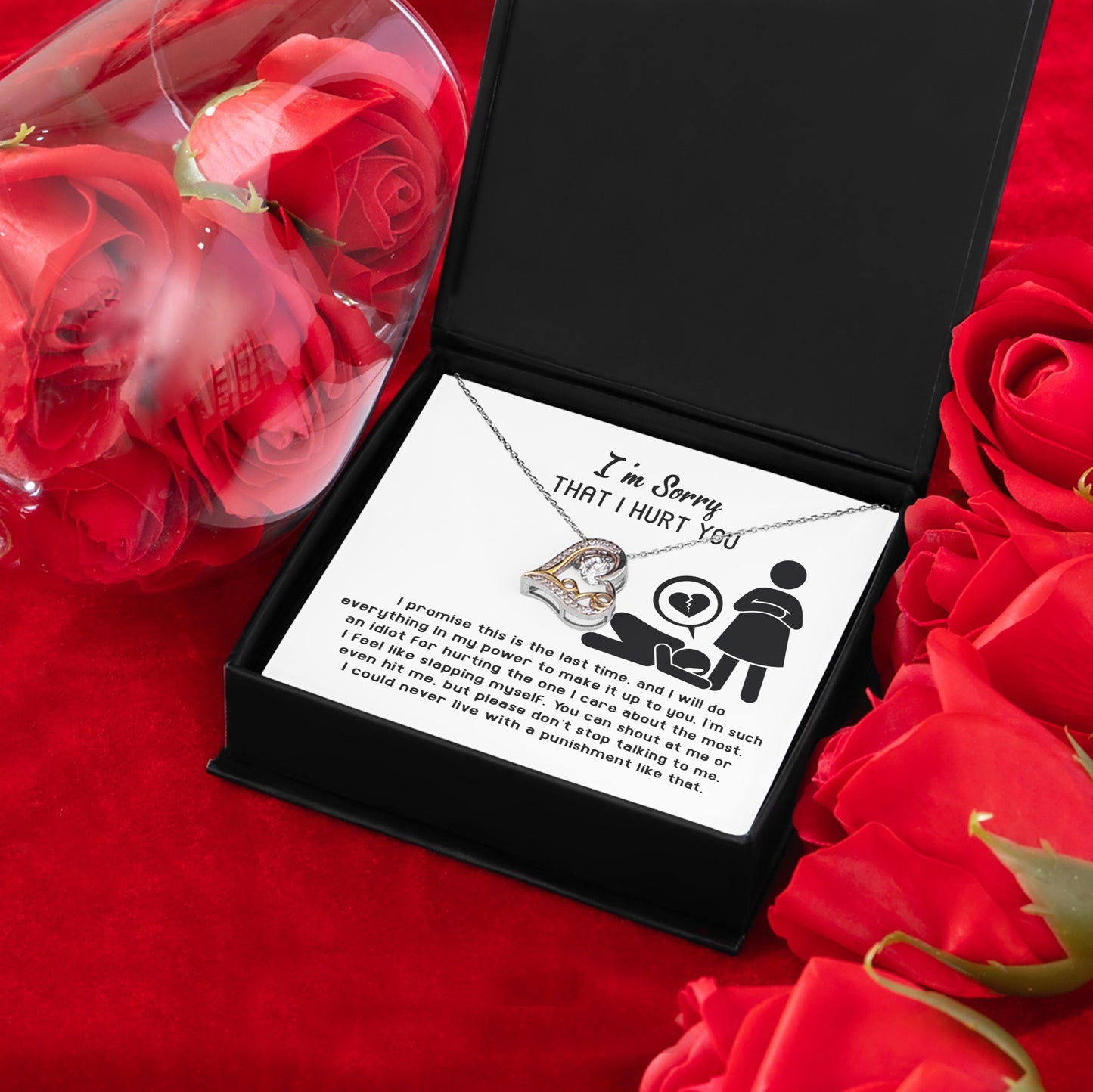 Apology Gift for Girlfriend, Wife, Soulmate - Sorry, Please Don't Stop Talking - Love Dancing Heart Pendant Necklace - Mallard Moon