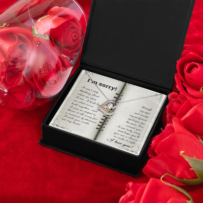 Apology Necklace for Girlfriend, Wife, or Soulmate – “I’m Sorry, What an Idiot” Love Dancing Heart Pendant with Message Card - Mallard Moon