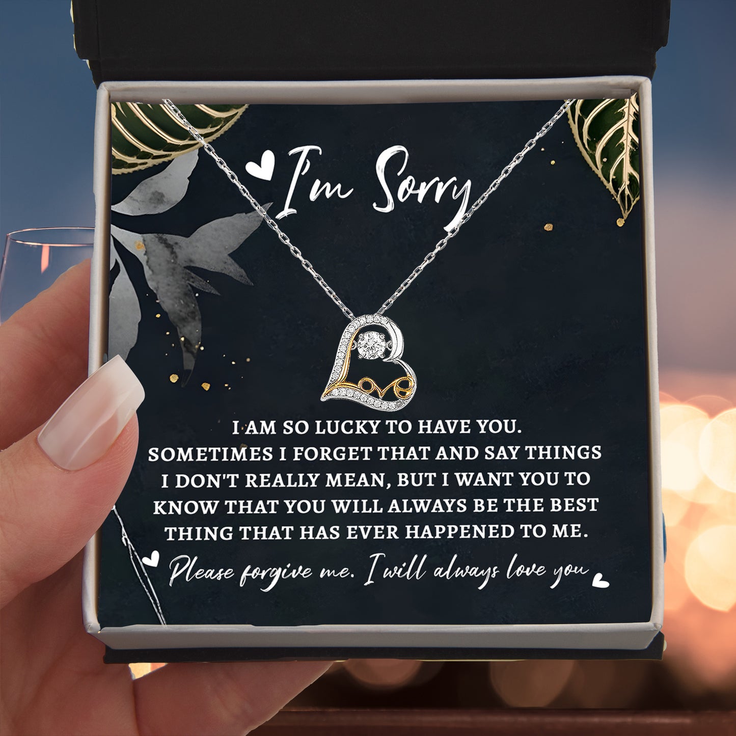 Apology Gift for Girlfriend, Wife, Soulmate - Sorry, The Best Thing - Love Dancing Heart Pendant Necklace - Mallard Moon