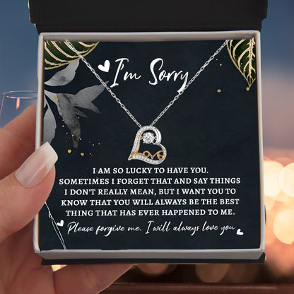 Apology Gift for Girlfriend, Wife, Soulmate - Sorry, The Best Thing - Love Dancing Heart Pendant Necklace - Mallard Moon